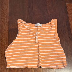 Orange and White Striped Crop Top